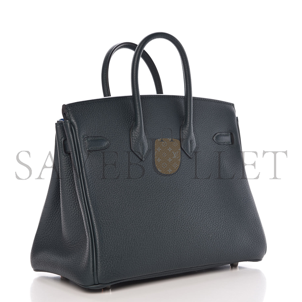 H**mes master birkin 25 togo leather graphite grey tanzanian blue silver buckle bag 971796 (25*20*13cm)